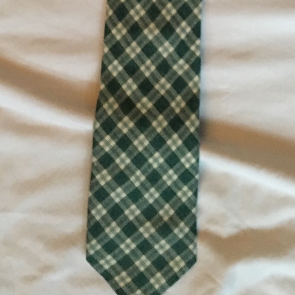Italian linen necktie in green plaid - Picture 1 of 5
